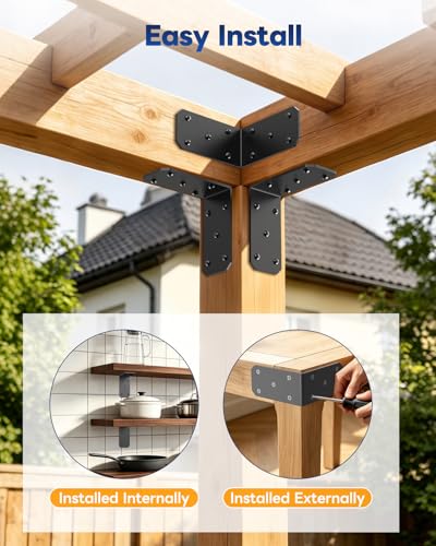 Heavy Duty L Brackets 5"x5"x2.5", 300LB, Black 4 Pack - color: Black-4PCS