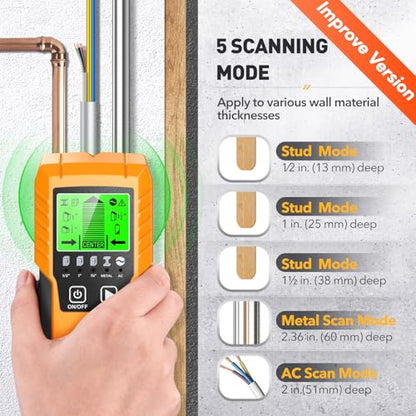 Electronic Stud Finder Wall Scanner with Live Wire Warning and LCD Display