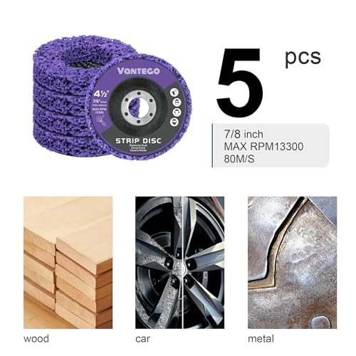 Vantego 5-Pack 4-1/2" x 7/8" Paint Stripper Discs for Angle Grinder - Rust Removal, Metal Grinding, Quick Stripping Wheel Replacement - style: 4-1/2 in - 5 pk