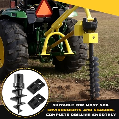 Hicarer Bolt on Spiral Point Auger Pilot Tip and 2 Pcs 3 Point Auger Cutting Edge Square Hole Replacement Teeth with Hardware for Most Heavy Duty 6" to 24" 3 Tooth Post Hole Diggers