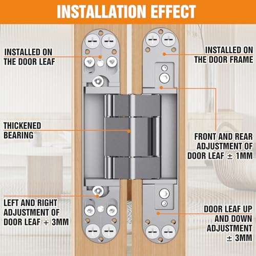 7" Hidden Door Hinge/Concealed Hinges,Invisible Hinges - color: silvery, size: 7 inches