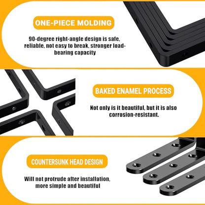 25Pcs Black Angle Brackets 3”x 3” Heavy Duty Corner Bracket 3MM for Wood - size: Black-3x3 Inch