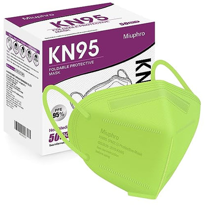 Miuphro 50 Pack Cup Dust Safety Disposable Masks, KN95 5-Layer Foldable Masks - color: Green