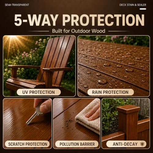 DWIL Wood Stain and Sealer in One, Outdoor Wood Stain for Deck, Fence, Furniture, Wood Paint, Semi-Transparent Water Based Fast Drying Low Odor (32oz Peach Wood) - color: Peach Wood