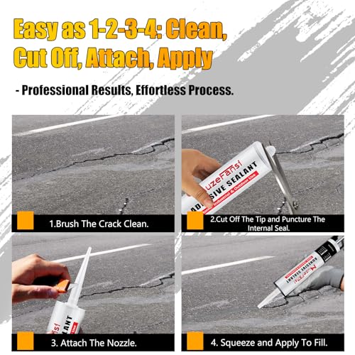 Gray Concrete Crack Filler, Self-Leveling Waterproof Sealant, Fast-Curing Flexible Cement Crack Repair, Concrete Patch (10.1 fl oz, 2 Pack)