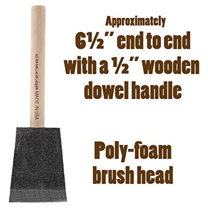 2" Foam Brush 24 Pack for Painting, Staining and Varnishing Made in the USA - size: 2"
