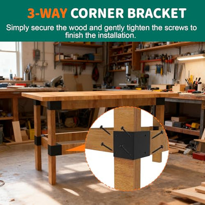 8 Pack Workbench Brackets Kits, 3-Way Right Angle Corner Braces