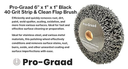 6" x 1" Black 40 Grit Strip & Clean Non-Woven Flap Brush Wheel - style: 6" x 1" x 1" Black