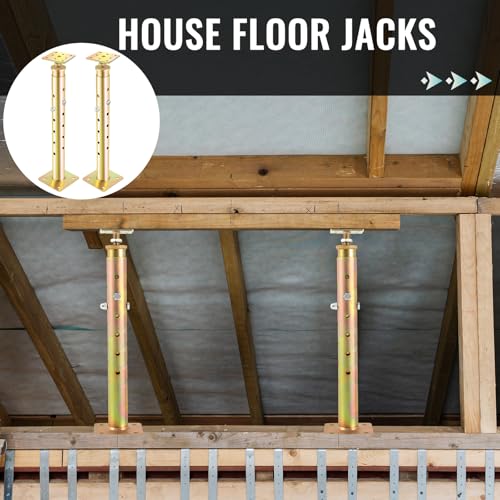 Threlaco 4 Pcs Adjustable Floor Jack House Floor Jacks Post Pole Galvanized House Jacks for Leveling Temporary Support Lifting Basement Joist Adjustment (High, 19.7-35.4 Inch) - size: 19.7-35.4 Inch