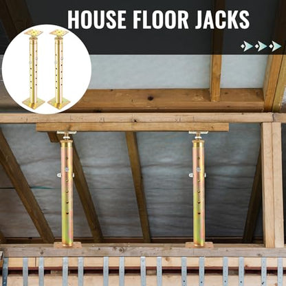 Threlaco 4 Pcs Adjustable Floor Jack House Floor Jacks Post Pole Galvanized House Jacks for Leveling Temporary Support Lifting Basement Joist Adjustment (High, 19.7-35.4 Inch) - size: 19.7-35.4 Inch