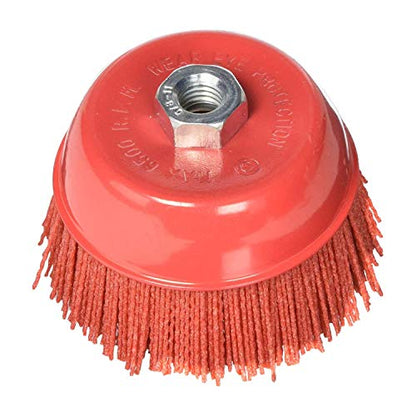 AL's Liner Abrasive 180 Grit Nylon Bristle Cup Brush - 4 Inch - Safe for Use on Metal, Wood, Aluminum and Plastic Surfaces (TOOR4) - size: 4"