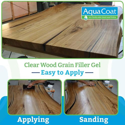 Aqua Coat Water-Based Clear Wood Grain Filler Gel, Fast-Drying, Low Odor, Low VOC, Sandable, Stainable & Paintable, Easy Water Cleanup, Glossy Finish, 8 oz - size: 8 oz