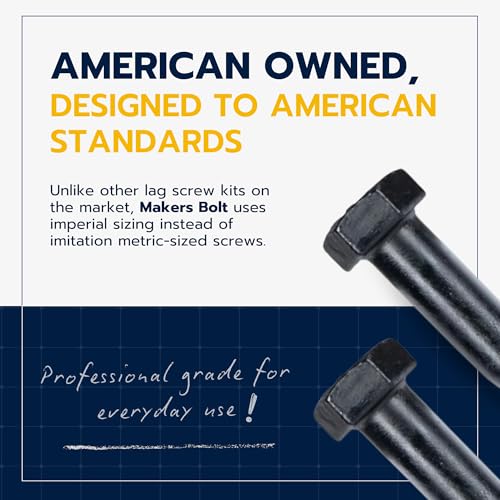 5/16 x 4 (50 Pack) Lag Screw Kit, 50 Screws and 50 Washers, Ceramic Black Ruspert Coating for Exterior Use, Meets ASTM A307 and ASME B18.2.1, Industrial/Commerical Grade by Makers Bolt - size: 5/16 x 4