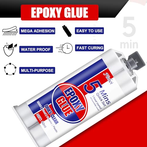 5 Minute Epoxy Glue, 3.4oz Fast Curing Epoxy Resin Kit, Clear 2 Part Epoxy Adhesive for Metal, Plastic, Wood, Ceramic, Glass, Fiberglass and More - Waterproof, Universal, Strong Bond Repair Glue