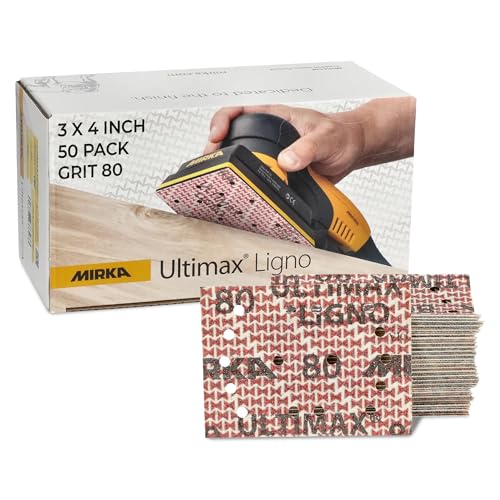 Mirka Ultimax Ligno 3x4 in 80 Grit Wood Sanding Sheets Hook & Loop 50 Pack - size: Grit 80