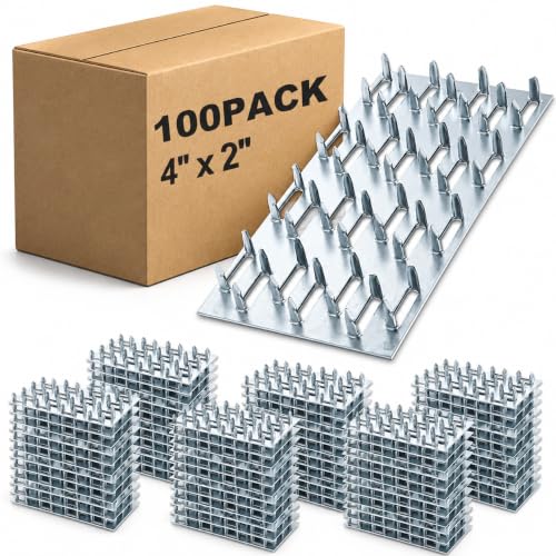 2"x4" Truss Plate, 100 Pack Pronged Truss Brackets Mending Plates