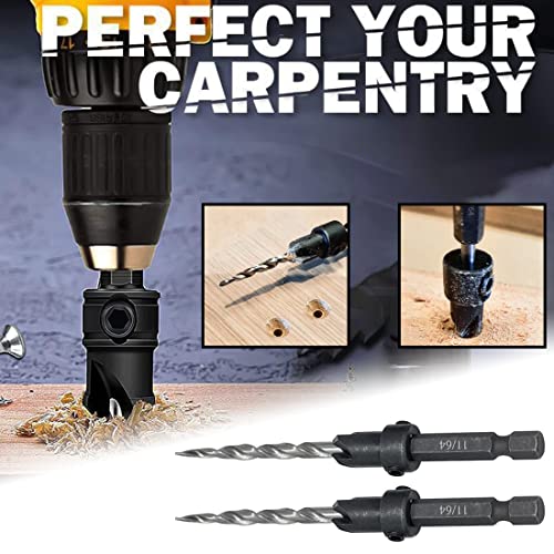 Countersink Drill Bit Set 5PCS 11/64" Wood Bit for Woodworking - size: 7PCS