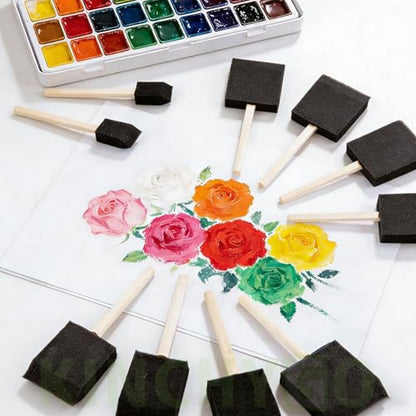 20 Pack Foam Paint Brushes with Wooden Handle (5 Size)