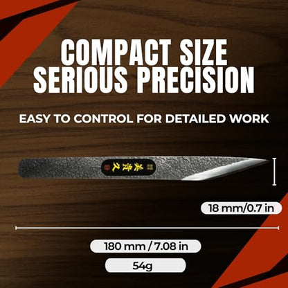 Mikihisa Kiridashi Knife 18mm Blade Width (0.7") - Traditional Japanese High-Carbon Steel Craft Knife for Woodworking, Marking, Carving & Detail Work, Made in Japan - forest Originals