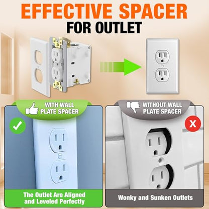 Dual-Plate Wall Plate Outlet Spacer SUS 304 Flush Fit Leveling Plates-10Pcs