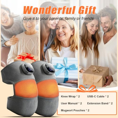 Knee Heating Pad with Massage, 2 Pack Rechargeable Knee Massagers - size: 2 Pack