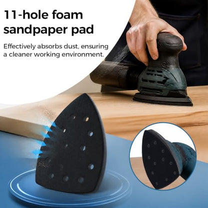 Gosknor 5Pcs 11-Hole Foam Sander Pads for Mouse/Triangle Detail Sanders