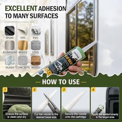 Non-Leveling RV Roof Sealant, Lap Sealant for RV Roofs, Windows, Skylight, Non-Sag RV Roof Sealant, Waterproof Clear RV Sealant, RV Caulking Sealant for Vertical Surface Leak Repair - color: Clear