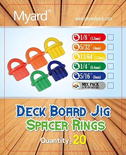 Myard 5/32 Inch Deck Board Jig Spacer Rings, 20 Packs Deck Spacers - size: Orange 5/32" (4mm)