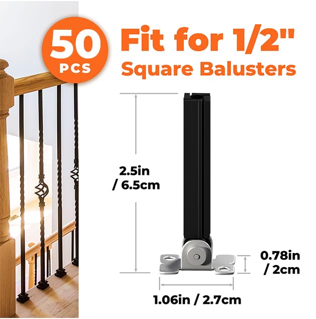 Sidasu 50-Pack Baluster Connectors for 1/2'' Square Balusters