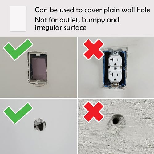 Rubber Bond Self-Adhesive Rubber Wall Outlet Cover Plate 5 Pack - Easy to Apply Peel & Stick Drywall Hole Patch - 5x3 Inch Screwless Blank Wall Plate Cover - Premium Rubber Wall Hole Cover (White) - color: White, size: 5x3 Inch Rectangular