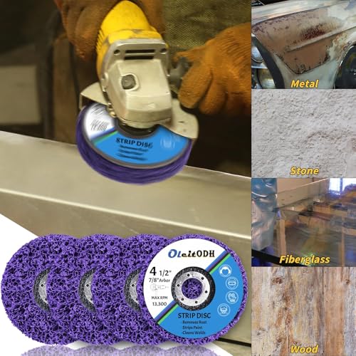 Oleitodh 15 PCS Purple Strip Disc 4.5" x 7/8" Paint Rust Removal Wheel - color: Purple, size: 4-1/2'' x 7/8''-15Pack