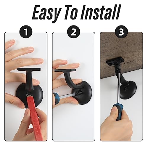 HOME MASTER HARDWARE Hand Rail Brackets for Stairs 2 Pack, Heavy Duty - size: 2-1/8" Matte Black-2pack