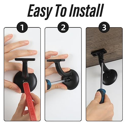 HOME MASTER HARDWARE Hand Rail Brackets for Stairs 2 Pack, Heavy Duty - size: 2-1/8" Matte Black-2pack