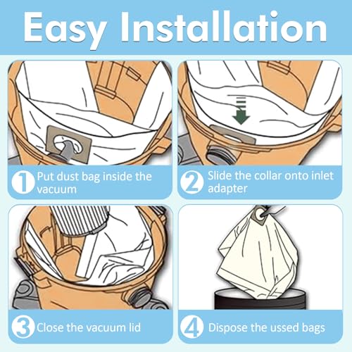 15 Pack 15-22 Gallon Vacuum Bags Compatible with Shop Vac 15-22 Gallon Vac - size: 15 pcs