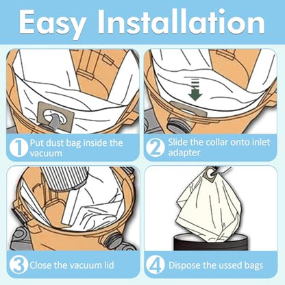 15 Pack 15-22 Gallon Vacuum Bags Compatible with Shop Vac 15-22 Gallon Vac - size: 15 pcs