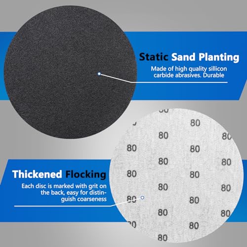 VIBRATITE 80 Grit 5 Inch Hook & Loop Sanding Discs, 70PCS - size: 5 Inch (80 Grit)