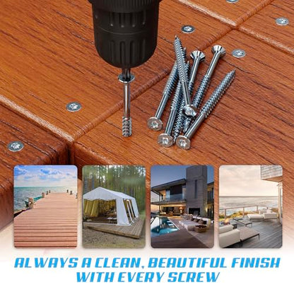 #10 x 2 Inch Stainless Steel Deck Screws | 304 Grade (350 Pack) | Flat Head T25 Star Torx Drive | Stainless Steel Wood Screws by Eagle Claw Fasteners | Corrosion & Rust Resistant (Includes Driver Bit) - size: #10 x 2"