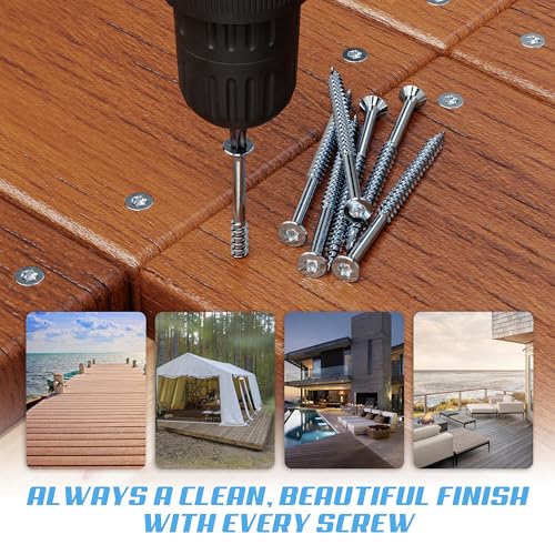 #10 x 3 1/2 Inch Stainless Steel Deck Screws | 305 Grade (350 Pack) | Flat Head T25 Star Torx Drive | Stainless Steel Screws by Eagle Claw Fasteners | Corrosion & Rust Resistant (Includes Driver Bit) - size: #10 x 3.5"