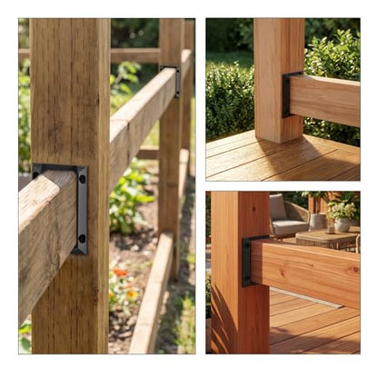 WellMade 2x4 Deck Railing Brackets Connectors, 30 Pack Heavy Duty Black Nylon Structural Connectors for Wood Deck, Porch & Stair Railings, Weatherproof Hardware for Outdoor Use