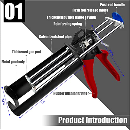 Dual Epoxy Gun, 200 mL/6.76 fl oz Double Cartridge Caulking Gun - size: 200mL