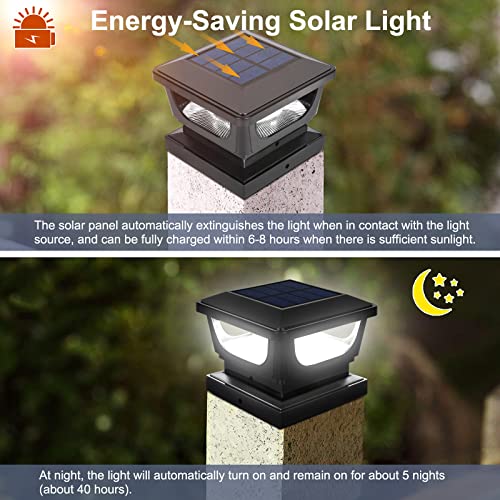 Solar Post Cap Lights for 3x3 Metal & 4x4 Vinyl/Wood Fence Posts, 6 Pack - size: 6 Pack