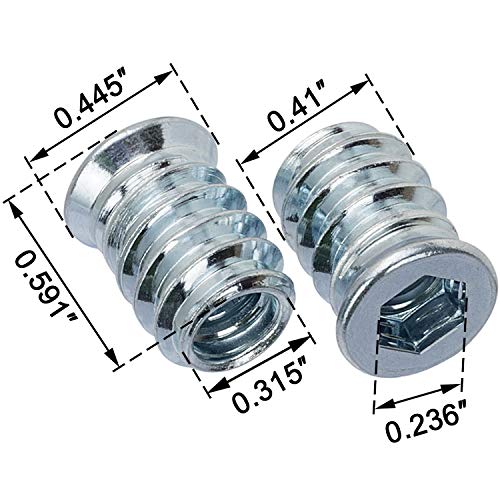 OIIKI 40 Pack Threaded Inserts, 1/4"-20 x 15mm, Silver - color: 40 pack, silver