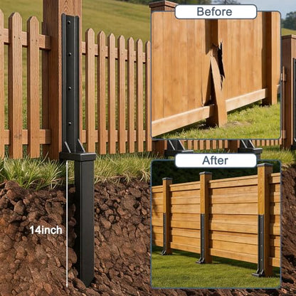 2Pcs Fence Post Repair Kit, Quick Fix Broken/Tilted Wooden Fences