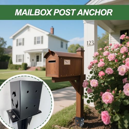 2 Pcs 4"x4" Fence Post Anchor,（Inner Size 3.9"x3.9"）,Metal Fence Post Anchor Ground Spike for Outdoor Support Deck,Fence,Porch,Railing,Bird Feeder,Mailbox