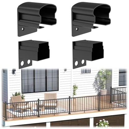 Egadis 4 Pack Aluminum Fixed Railing Bracket Connector with Screws - color: The Brackets- Fixed