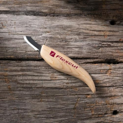 FLEXCUT Wood Carving Knives | Upsweep Knife | Ultra-Thin 1095 High Carbon Steel Blade | Ergonomic Solid Ash Wood Handle | KN28 |Made in the U.S.A. - style: Upsweep Knife, 1-1/4 Inch