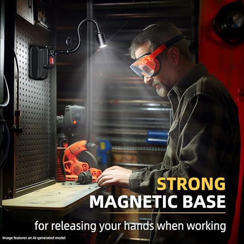 Favorlite Rechargeable Gooseneck Work Light, 2000LM Magnetic Flexible Lamp