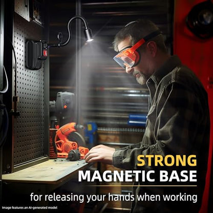 Favorlite Rechargeable Gooseneck Work Light, 2000LM Magnetic Flexible Lamp
