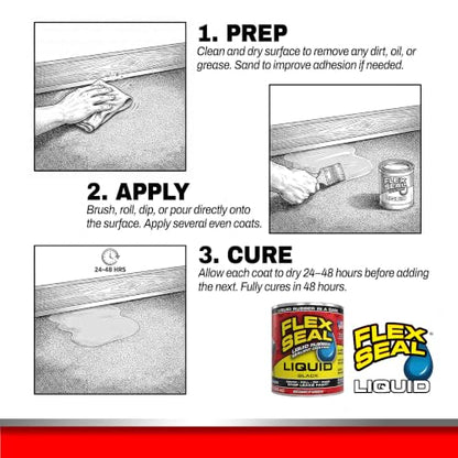 Flex Seal Liquid Rubber Sealant Coating, Waterproof, Black, 32 oz - color: Black, size: 32 oz