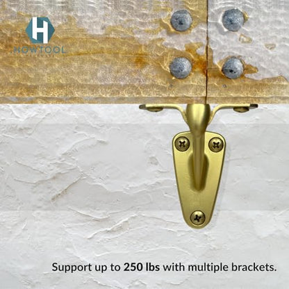 Handrail Bracket Heavy Duty Champagne Brass V Style, 3 Pack | HOWTOOL - color: Champagne Brass